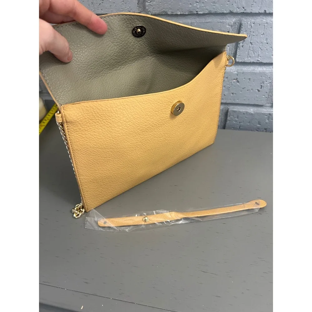 Mustard Yellow Leather Crossbody Boutique Store Purse with Gold Chain